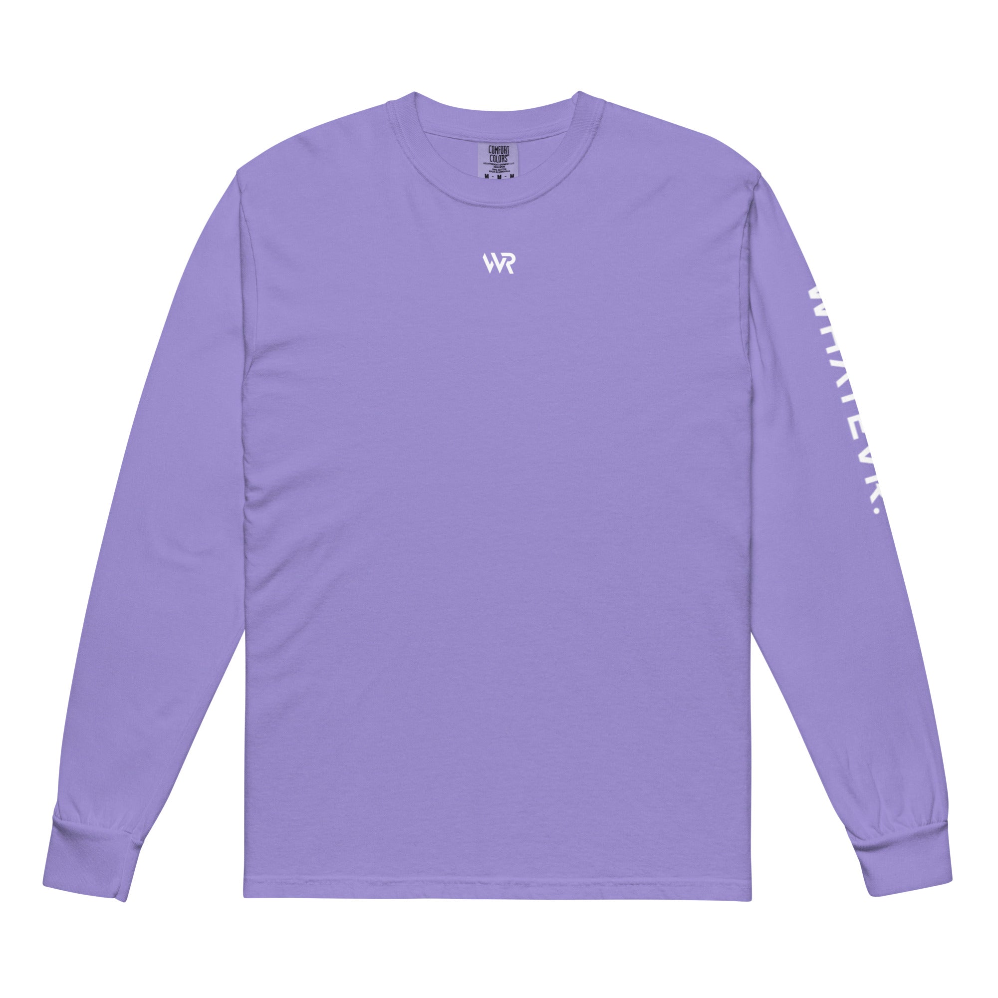 Women's heavyweight long sleeve t-shirt in purple, front view