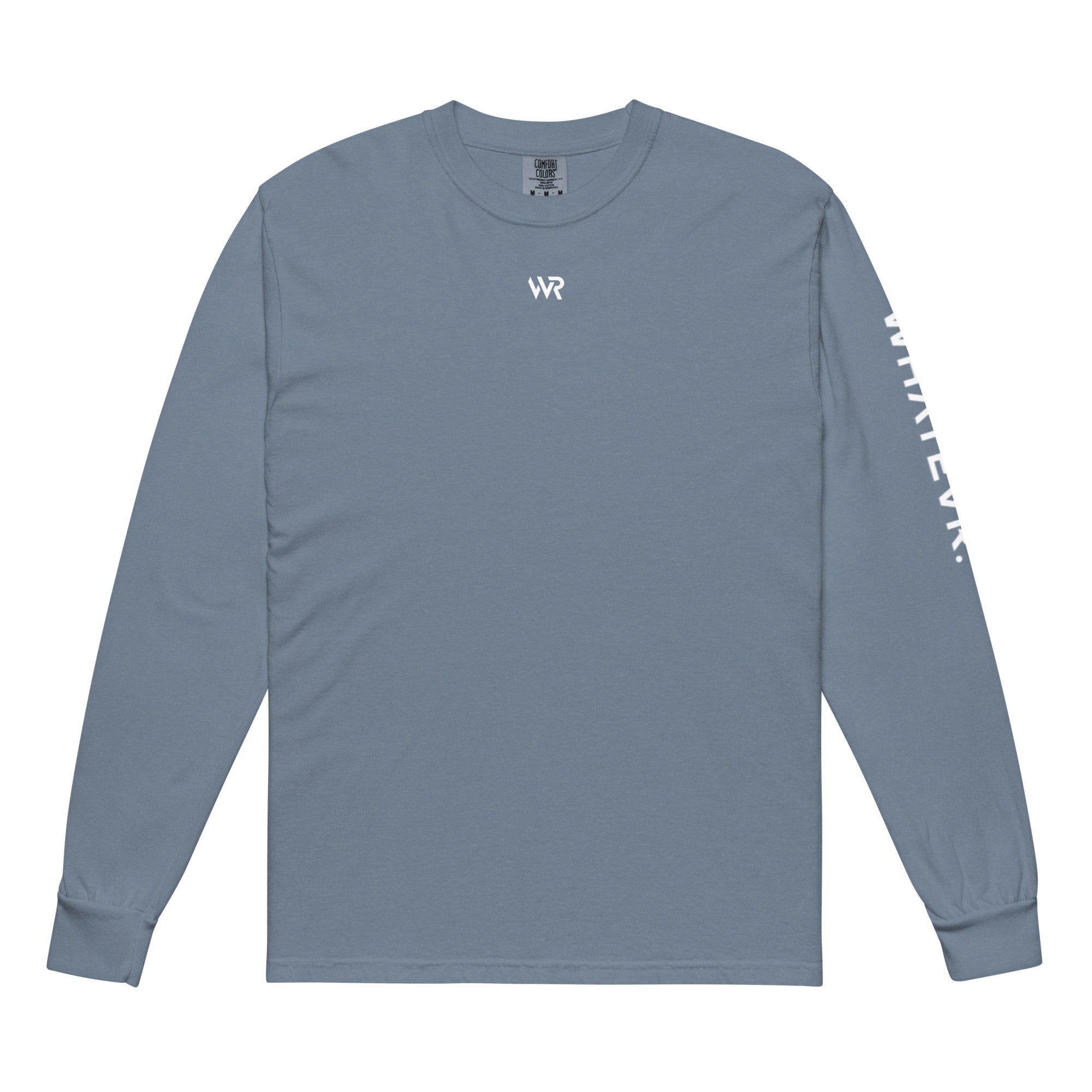 Women's heavyweight long sleeve t-shirt in blue, front view