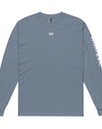 Women's heavyweight long sleeve t-shirt in blue, front view