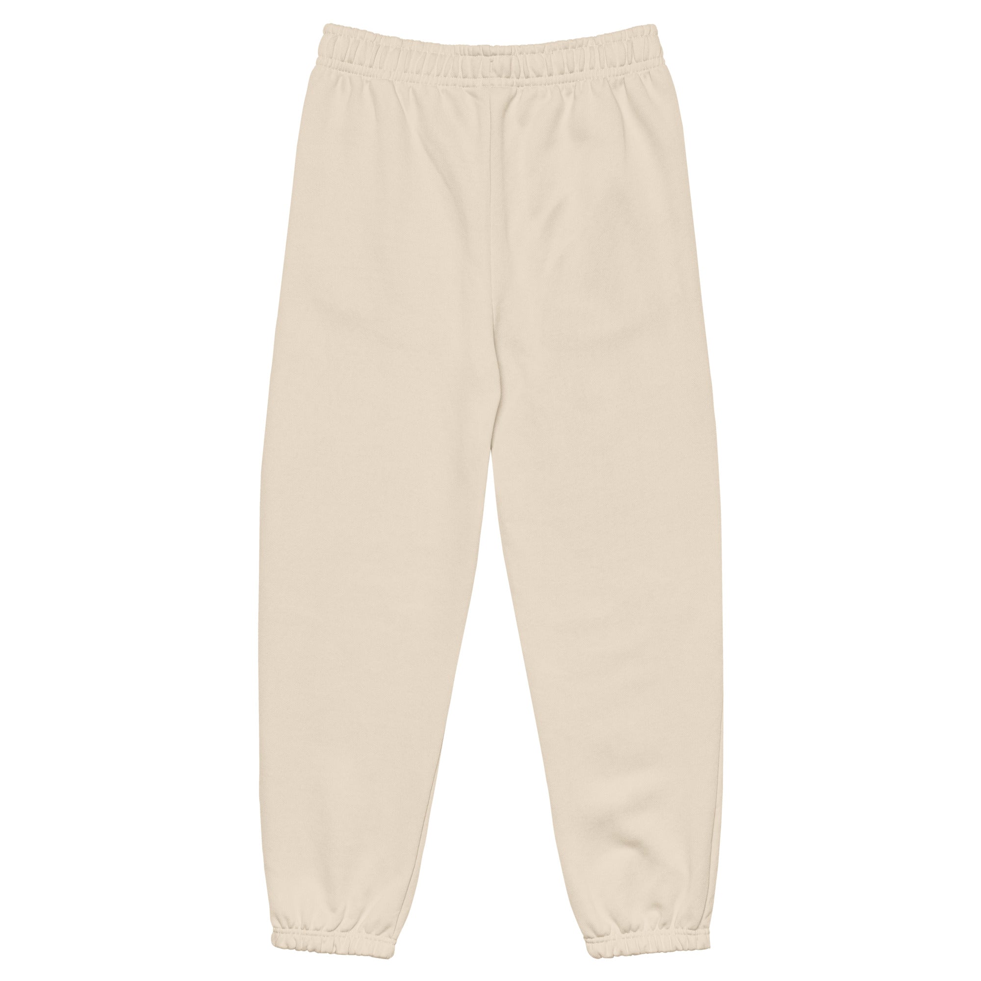 Women's premium heavyweight sweatpants in beige, back view