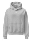 Women's premium heavyweight hoodie in ash heather with "WR" logo, front view.
