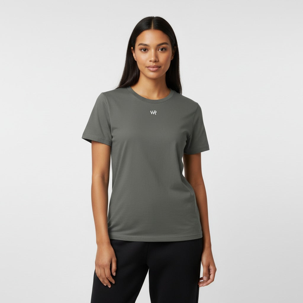 Women's premium t-shirt in gray, front view