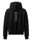 Women's premium heavyweight hoodie in black with "WHATEVR" text, back view.