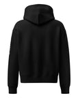 Women's premium heavyweight hoodie in black, back view.