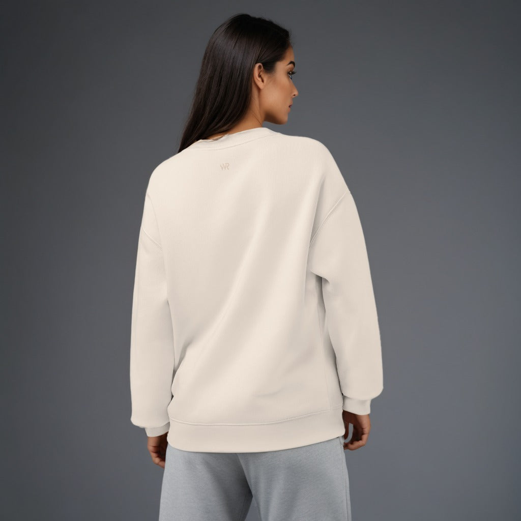 Women's premium sweatshirt in beige, back view