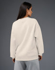 Women's premium sweatshirt in beige, back view
