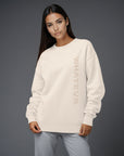 Women's premium sweatshirt in beige, front view
