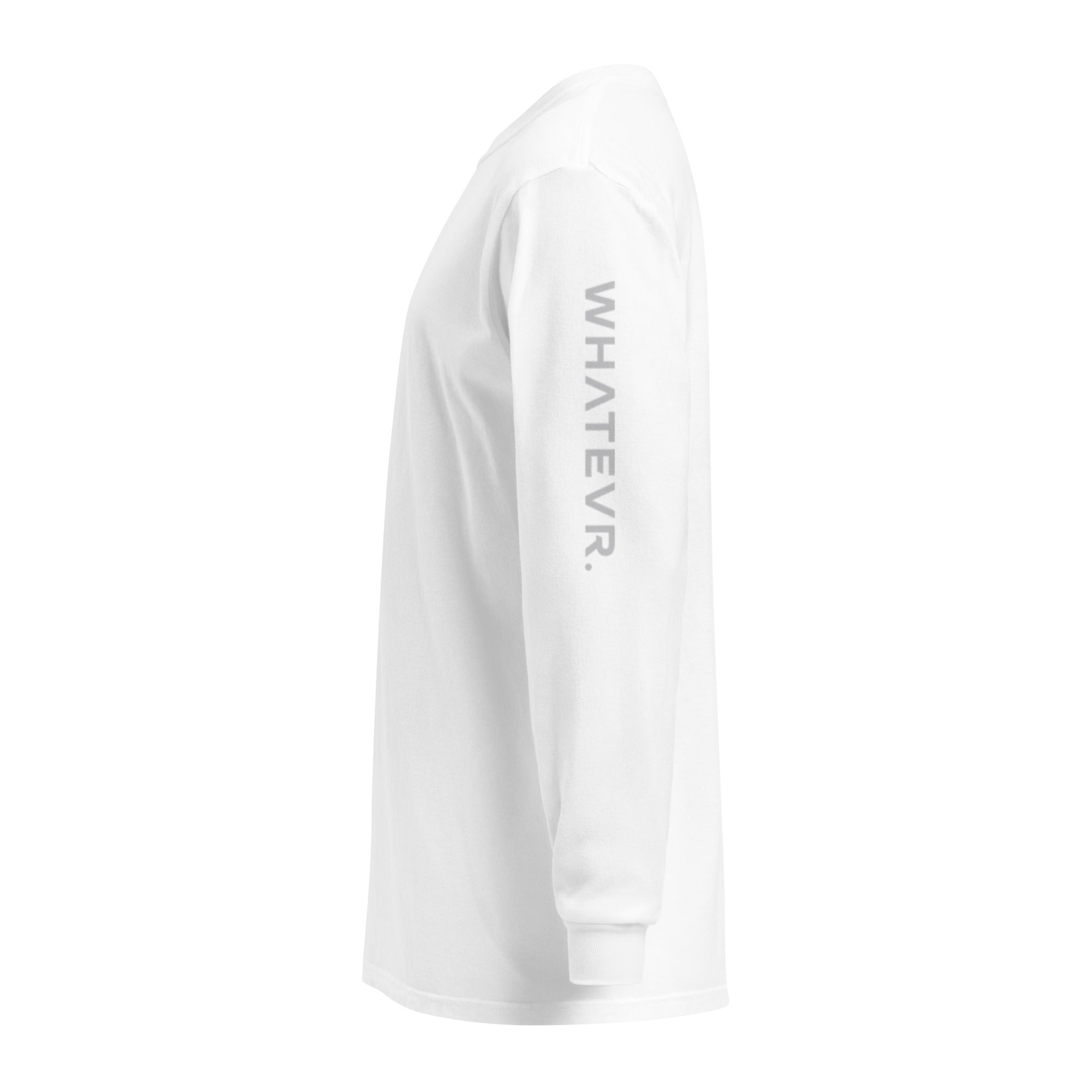 Women's premium heavyweight long sleeve t-shirt in white, side view