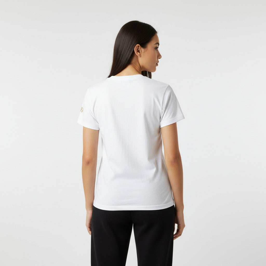 Women's premium t-shirt in white, back view