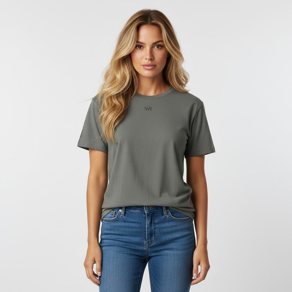Women's premium t-shirt in gray, front view