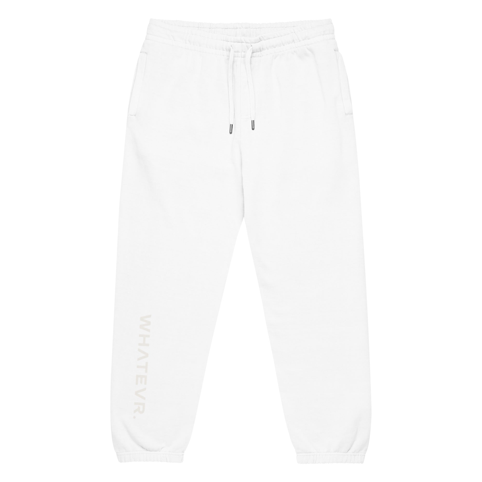 Women's heavyweight fleece sweatpants in white, front view.