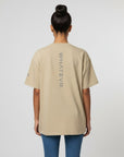 Women's premium heavyweight oversized t-shirt in khaki, back view